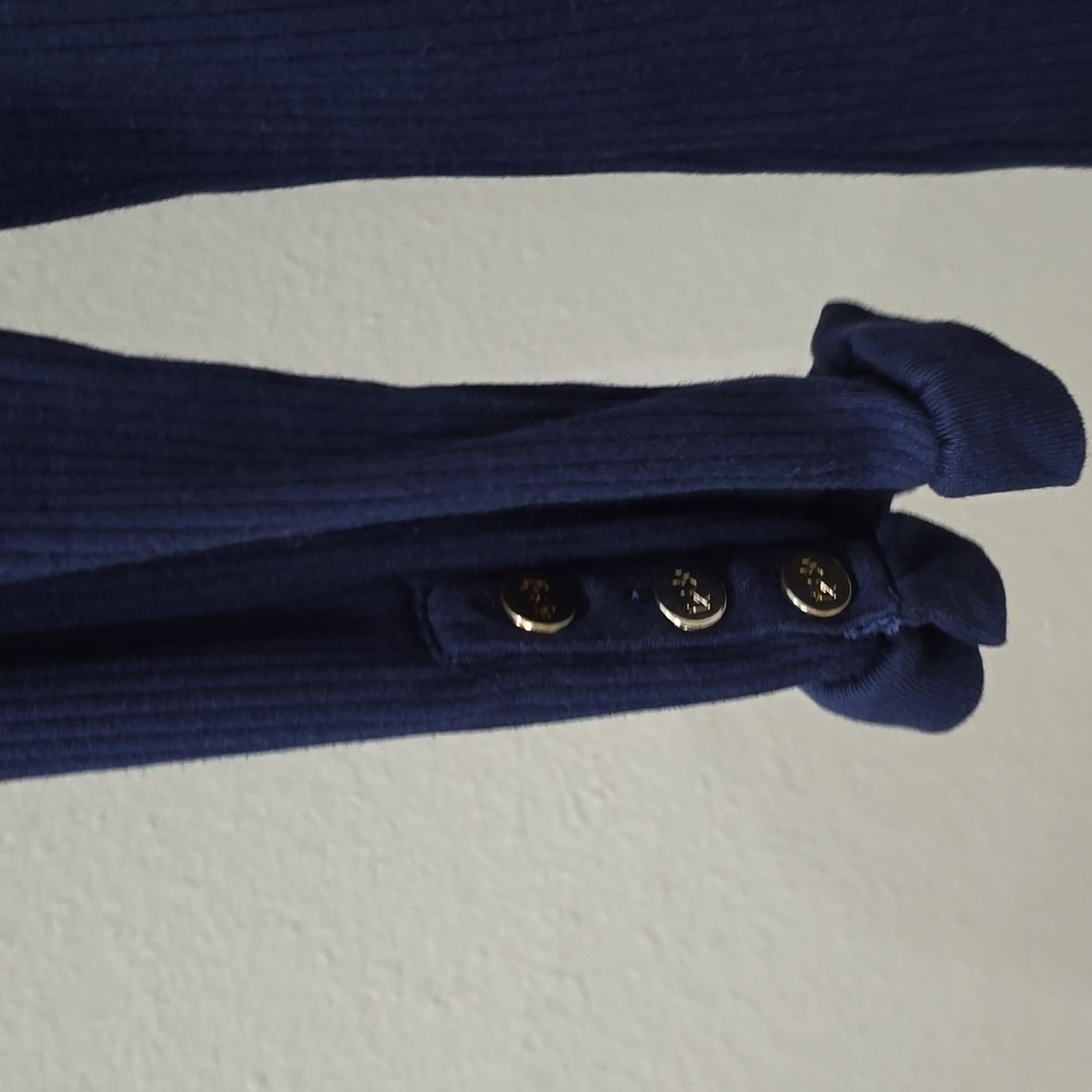 Ralph Lauren Navy Blue Long Sleeve Ribbed Gold Buttons Womens - Picture 5 of 8